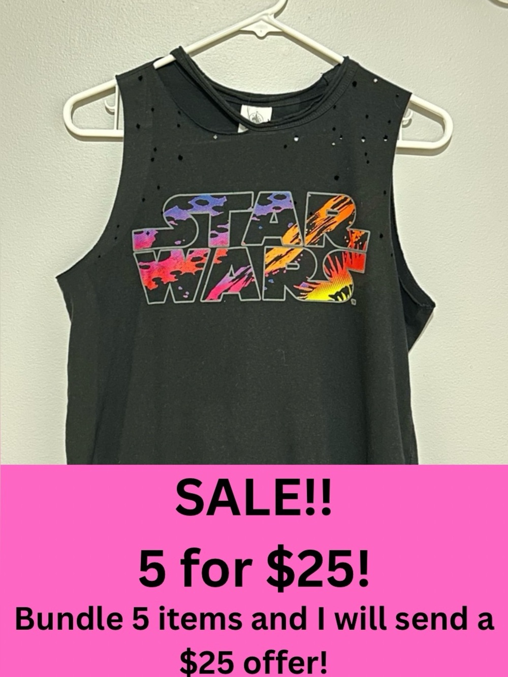 5/$25 Disney Black Star Wars Graphic Tank